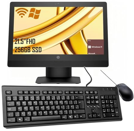 HP ProDesk 600 G3 Todo en uno Ordenador de sobremesa, con Monitor de 21,5 Pulgadas, Intel Core i5-6500, 8 GB de RAM, SSD de 256 GB, Teclado Estadounidense, Windows 11 Pro (reacondicionado)