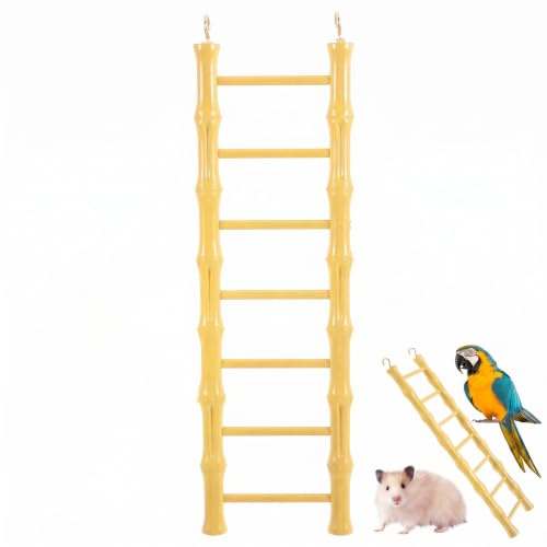 TOYANDONA Yellow Plastic Bird and Parakeet Ladder Toy with Wear Resistance for Cage Hanging, for Parrot Step Ladder and Hamster Climbing Activity