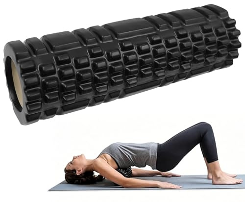 Rullo fasciale per colonna vertebrale, 30 x 10 cm, rullo massaggiante per schiena e gambe, rullo in schiuma per alleviare la tensione muscolare, rullo fasciale schiena con effetto punto trigger, rullo