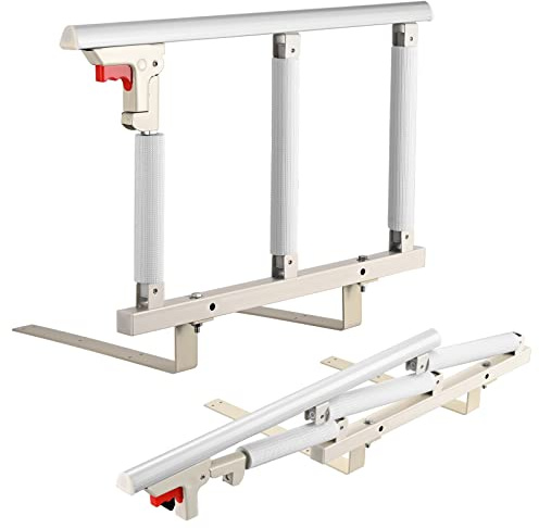 Thalyrnn Barrière de lit pliable 70 x 41 cm, 3 entretoises pour prévenir les chutes, barrière de sécurité de lit pour adultes âgés, personnes âgées et patients après une opération chirurgicale