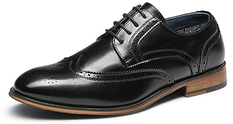 Bruno Marc Men's Lace Up Soft Cap-Toe Formal Dress Shoes,Size 9,Black-Wingtip,Louis_2