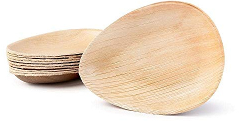 BOX And Tree | 25 Pièces D'Assiettes Jetable En Feuille de Palmier 17cm |Vaisselle Jetable Biodegradable Compostables 100% | parfait pour Mariage, Anniversaire, Matériel Palmier Bois, Bambou