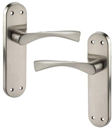 Golden Grace Astrid Door Handles On Backplate Satin Stainless Steel Finish