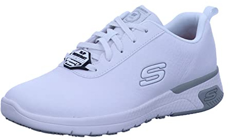 Skechers MARSING GMINA, Zapatos para profesionales sanitarios para Mujer, White Prime Asia Leather, 38.5 EU