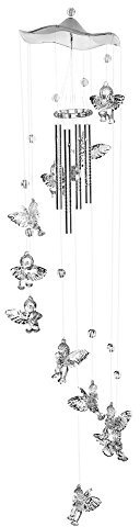 La Cabina Campane Tubolari a Vento con Angelo Campane a Vento in Metallo e Plastica Campanelli Eolici Scacciapensieri da Appendere Carillon a Vento Regalo Decorazioni per Giardino Casa (Argento)