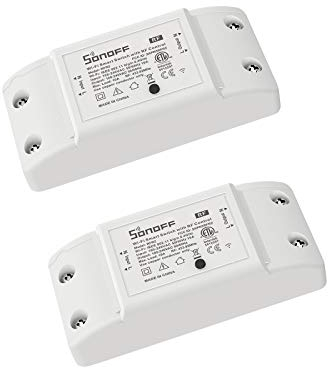 SONOFF RFR2 (2 PCS) Interruttore Collegato WiFi 433MHz RF, Funziona con Amazon Alexa/Google Home, Controllo Remoto, Controllo Vocale, Funzione di Tempo, Nessun Hub richiesto, 10A/2200W