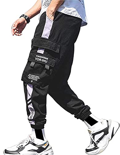XYXIONGMAO Streetwear Hip Hop Pants Cargo Pants Jogger für Männer Paar Damen Sport Casual Active Sweatpants, Schwarz, 34-37