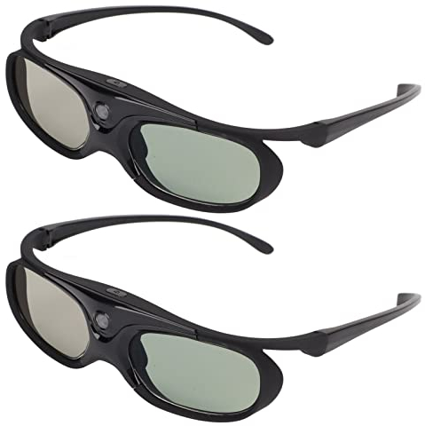 Lunettes 3D pour Orojecteurs 3D DLP, Lot de 2 Lunettes à Obturateur Actif 144 Hz, Batterie 80 MA Intégrée, Prise en Charge pour Optoma, pour BenQ, pour Acer, pour Vivitek, pour Dell, pour Viewsonic