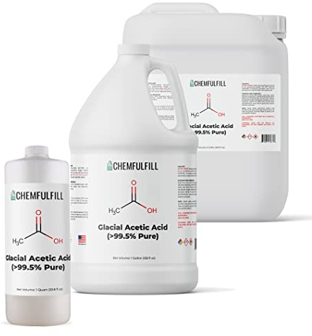 Chemfulfill Glacial Acetic Acid 99% Concentration – High Purity Ethanoic Acid for Industrial & Laboratory Use, Pint (16 fl oz) Size, Made in USA