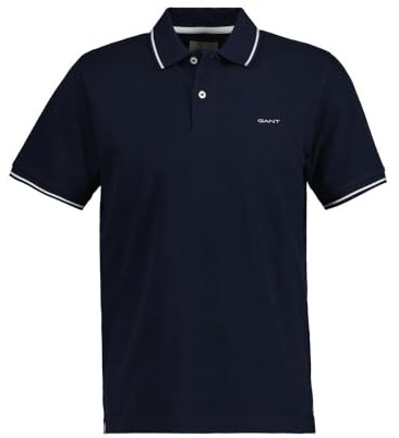 GANT Tipping SS Pique Rugger pour Homme, Bleu Nuit, S