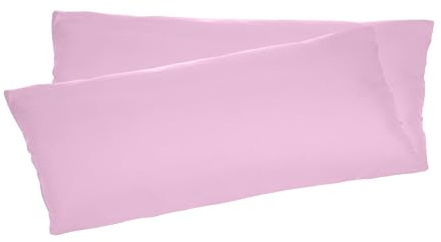 2 Pezzi Federe 150x40cm per Cuscino Letto in 100% Microfibra con Cerniera, Copricuscini Morbido e Trasparente - Lilla