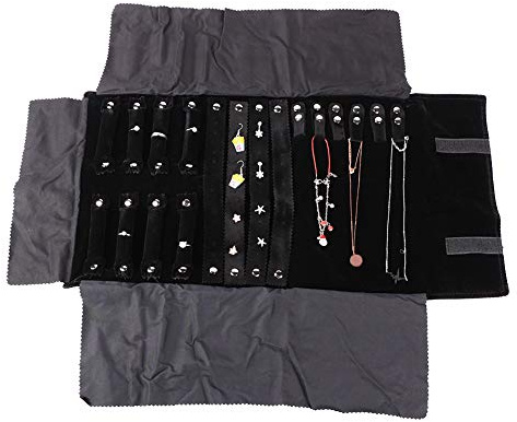 Hapivida Estuche para Joyas de Viaje, Bolsa Enrollable, Rollo de Joyería Portátil, Collar Desenredado, Almacenamiento de Viaje, Soporte para Exhibidores, Organizador para Pendientes