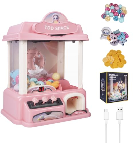 Sinbide Machine à Pince Machine à Griffe Enfant Machine à Attraper Poupée pour Fêtes Machine à Poupée Électrique Machine à Bonbon avec Musique&Lumière Cadeau Noël Anniversaire pour Enfant (Rose)