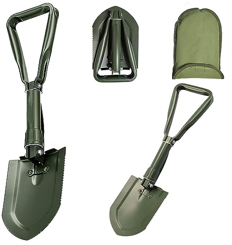 Folding Snow Shovel23 In,Portable Folding Shovel,50# High-Carbon Steel Entrenching Tool For Garden Camping Hunting Hiking,Snowmobiles Fishing Off-Road,Car Emergency, Gifts For Men