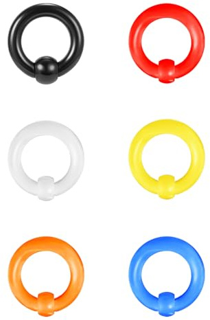 ZS 6 st pärlringar i fånget våraction BCR kulringar, 0G 2G 4G 6G 8G 12G PA ring, akryl näsa septum ringar piercade kroppssmycken för män kvinnor, Akryl Plast, Ingen ädelsten