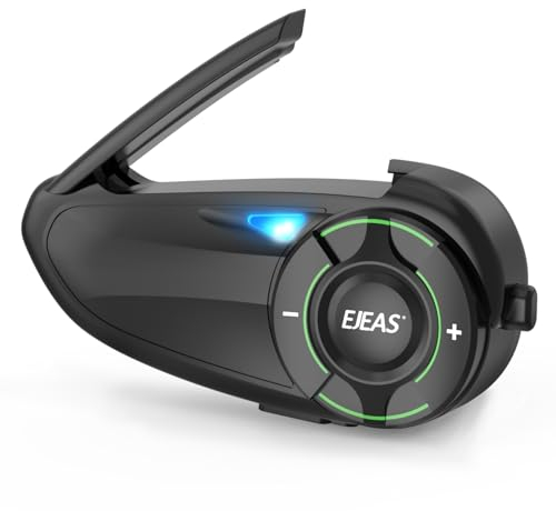 EJEAS Q8 Mesh Motorcycle Helmet Headset, Waterproof Bluetooth Intercom for up to 6 Motorcyclists Communication System with Music Share, Seamless Connectivity,1pc