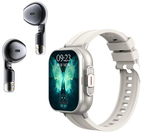 Smart Klocka med Hörlurar, 2 i 1 Sportklocka med -hörlurar, 2,01 Tums HD-pekskärm Call Fitness Tracker för IOS,