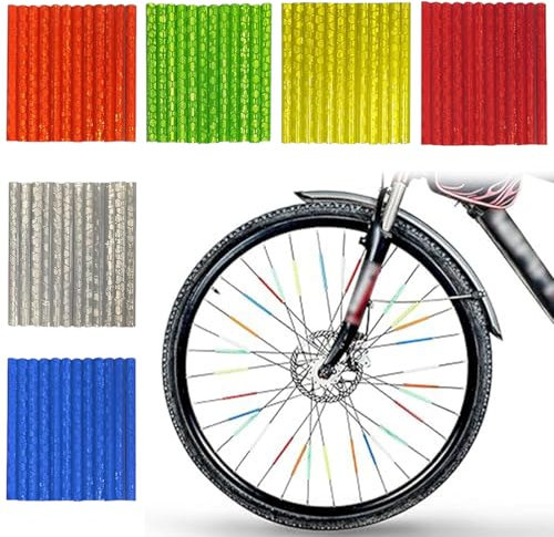 72 Piezas Reflectores para radios,Visibilidad de 360° y fácil Montaje,Reflectantes para radios de Bicicleta con Material Reflectante,Reflectores Radios Bicicleta, Accesorios para Bicicleta