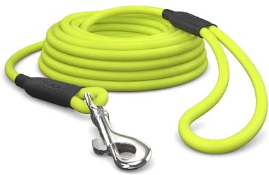 5m Schleppleine Hunde, Wasserfeste Hundeleine Rundleine mit Handschlaufe, Robuste Freilauf-Trainingsleine Neon-Gelb, bis 35kg
