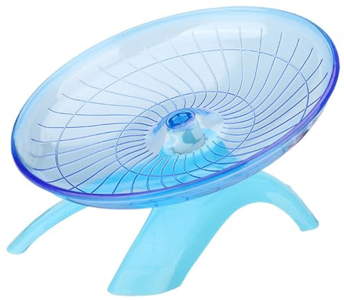 Roue pour hamster silencieuse de 17,8 cm - Soucoupe volante antidérapante - Roue d'exercice stable pour hamsters nains, rats gerbilles, petits animaux, roue de hamster bleue