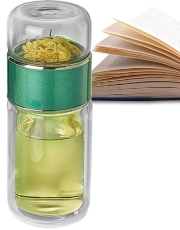 Xujuika te äggflaska, isolerad teflaska, dubbelväggigt teglas med sil, te i glasflaska, te vattenseparation, 280/350/420 ml te ägg glas mugg för lösa te blommor te hem resa