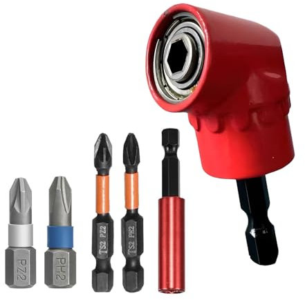 Wjelet 105 Degree Right Angle Drill Bit Adapter, 1/4'' Hex Shank Right Angle Drill Attachment, Right Angle Screwdriver, PZ2 and PH2 Impact Driver Bits
