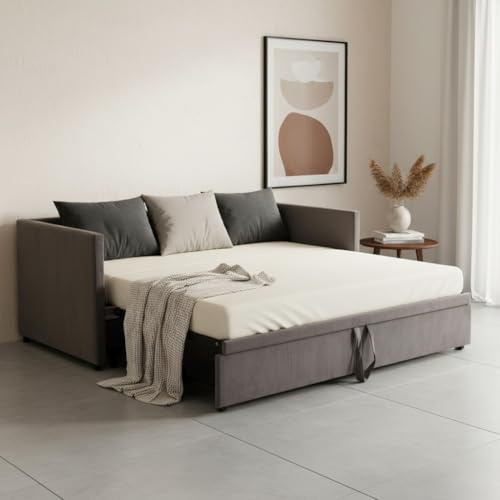 RXMORI Divano letto 90/180 x 200 cm, letto da giorno estraibile, divano letto matrimoniale con rete a doghe, letto estraibile matrimoniale, Nessun materasso