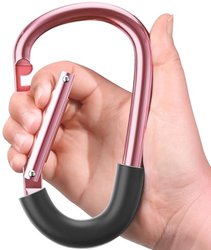 SURDOCA Gancho Carro Bebé para Mamá, Mosquetón para Colgar Bolsas y Compras, Accesorio Cochecito, 1 Todo Rosa