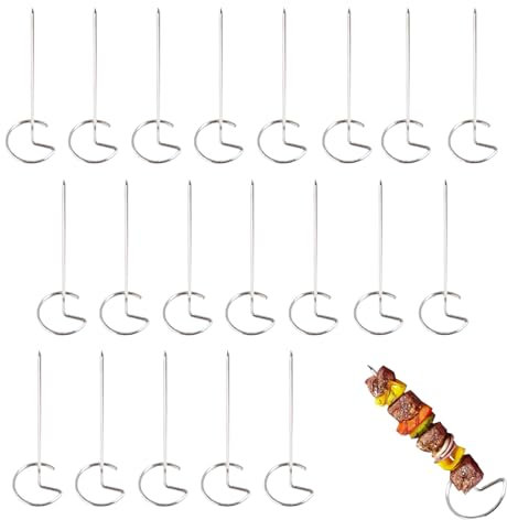 20Pcs Stainless Steel Skewers for Air Fryer- Reusable Food-Grade Skewers for Kebabs, for Oven Camping Campfire Standing Kebab Chicken Skewer