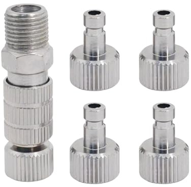 Kit de Adaptador de Desconexión Rápida para Aerógrafo, Incluye 5 Conectores de 1/8 Pulgadas, Macho y Hembra, Válvula de Control Ajustable, Accesorios Esenciales para Aerógrafos y Compresores de Aire