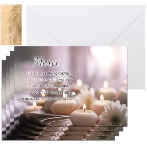 Scettar 30 Cartes de Remerciements Décès,Carte Condoléances avec Enveloppe,Remerciement Condoléances, Décès Obsèques ou Enterrement,Livré avec autocollant de fermeture