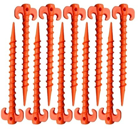 20 st kraftiga tältspikar campingpinnar plastpinnar utomhusläger för fixering av regnpresenningar för camping och stränder (orange)