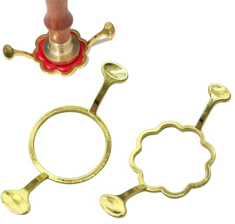 WUYJI Ceras adhesivas para manualidades,Dos sellos de lacre redondos y en forma de flor, moldes de sellos de lacre de metal, para decoración y embalaje de regalo.