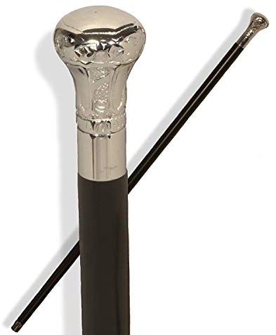 Ajuny Canne de Marche en Bois 91,4 cm – Poignée en Laiton Chromé Ronde, Style Vintage, Légère et Robuste pour Hommes, Femmes et Seniors, Embout Antidérapant, Accessoire Élégant, Cadeau pour Adultes