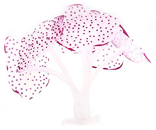 ANCLLO 2 st akvarium korallväxt konstgjord silikon korall för akvarium dekoration akvarium landskap, färgglad lysande effekt hav växt prydnad med sugkopp lila