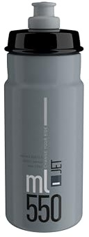 ELITE Jet Eco Water Bottle Grey Black Logo – Sustainable Cycling Bottle with Eco-Design Technology – Lightweight & BPA-Free – 550ml – For Road Bike, MTB & Gravel Cycling
