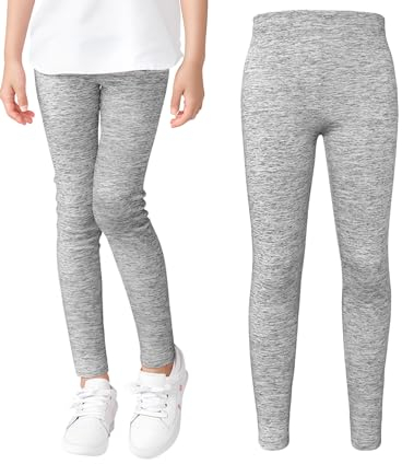 Zaldita Kinder Mädchen Hose Lang Atmungsaktives Leggings Elastische Bund Tanzleggings Sporthose Training Jogging Freizeit Grau 134-140
