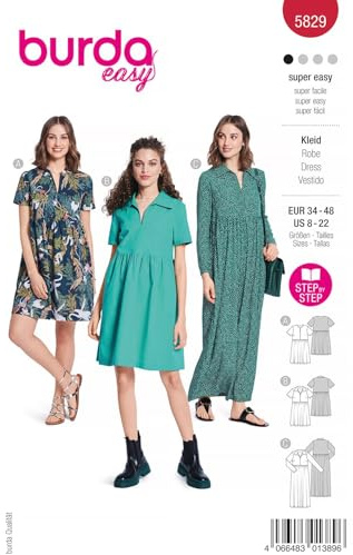 Burda Schnittmuster, 5829, Kleid [Damen, Gr. 34-48], Level 1 super easy