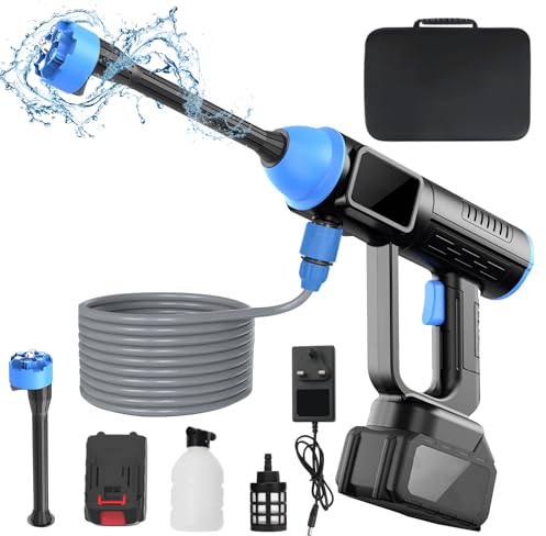 Limpiador de alta presión con batería, 1160 PSI/8 MPA con boquilla ajustable integrada, pistola de alta presión para limpieza del piso del hogar
