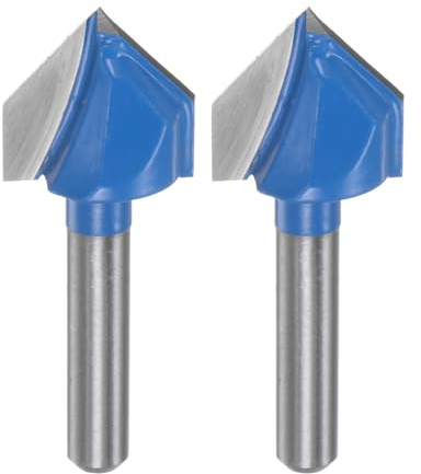 QUARKZMAN 2pz Fresa per Router 0,7 Dia 1/4 Attacco 90 Gradi Fresa a Candele Tipo V in Carburo per Lavorazione Legno Falegnameria Incisione Bordi Rifilatore Cutter Strumenti