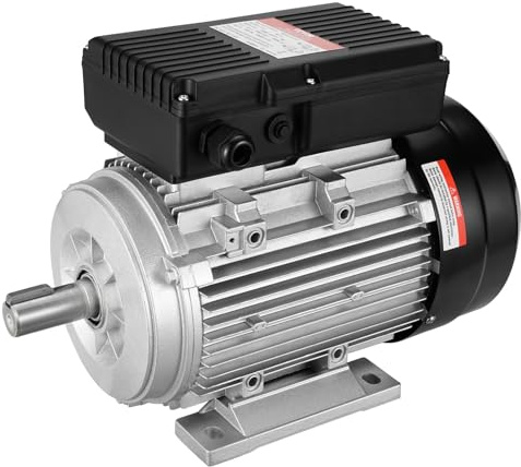 VEVOR 1,5 kW Elektromotor 1400 U/min, AC 220~240 V 9,85 A, 90 l, B3-Rahmen, Luftkompressormotor einphasig, 24 mm Keilwelle, Rechts-/Linkslauf für landwirtschaftliche Maschinen und allgemeine Geräte
