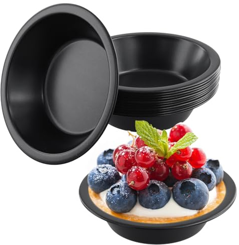 MAKTSAM 12 teglie singole da 12 cm, antiaderenti, mini teglie per quiche, piccole torte di budino, per cuocere torte, dessert