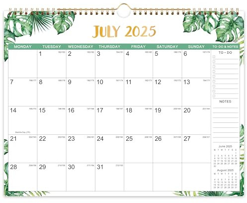 2026 Calendar - Calendar 2026 UK from Jan. 2026 - Dec. 2026, 37.6 x 29 cm, Large Ruled Blocks Perfect for Planning and Organizing, Green Leaf