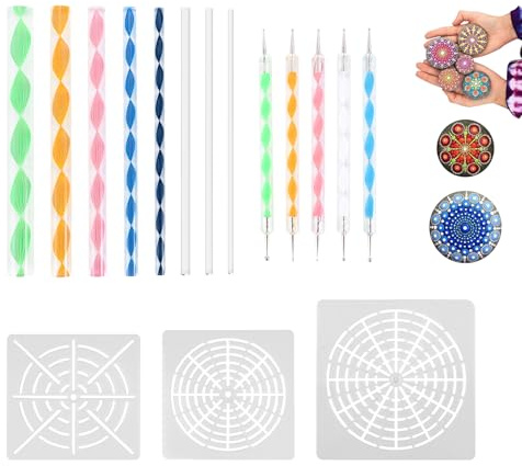 Quystetes 16 piezas de herramientas de punteado de mandala para pintar rocas de mandala, kit de plantillas de bola, lápiz capacitivo de arcilla, herramientas de tallado