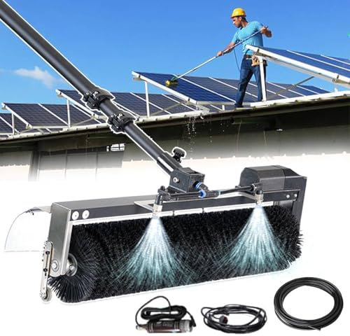 Kit di pulizia per pannelli solari, spazzola telescopica con palo dell'acqua regolabile e tubo di prolunga, spazzola a rullo da 60 cm per una manutenzione efficiente del pannello fotovoltaico