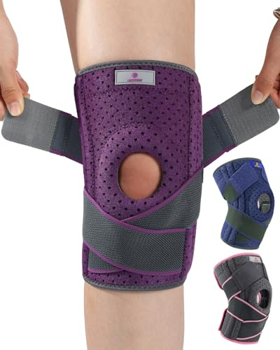 ABYON Ginocchiera Ortopedica, Regolabile Tutore Ginocchio con Stabilizzatori Laterali Rotulea Supporto Sportiva per Uomo e Donne Legamenti Rotula Menisco Artrite (S/M)