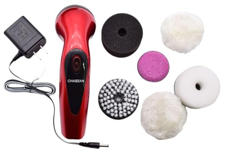 Deevoka Electric Shoe Shine Kit Automatic Shine Polisher Cordless Lightweight Electric Shoe Polisher Brush Portable for Bags, Red