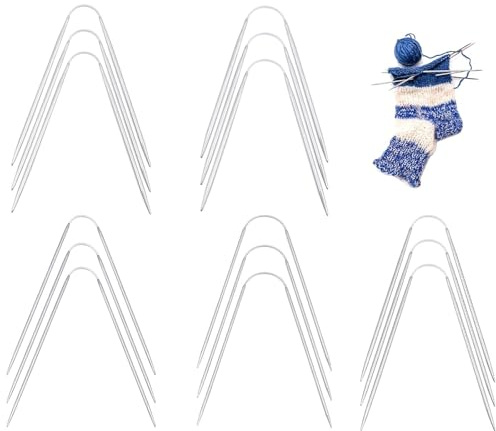 YOYEAH Set di Ferri da Maglia circolari 15 Pezzi, Ferri da Maglia circolari 2-4,5 mm con Ferri da Maglia per Calzini, Ferri da 3 mm, Forniture per Maglieria in Acciaio Inossidabile per Principianti