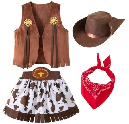 Lito Angels Déguisement Cowgirl Filles 12-13 ans, Brun