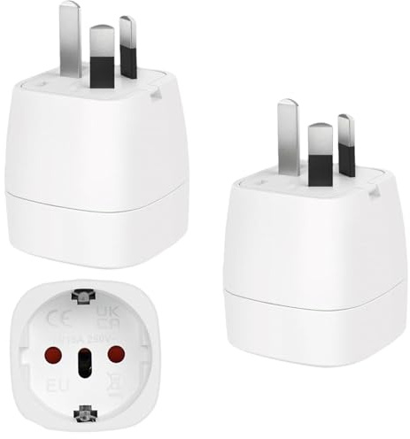 2 Stück Adapter Australien, EU Deutschland auf Australien Reiseadapter, Type I Reisestecker Steckdosenadapter für China, Argentinien, Neuseeland, Fidschi, 230v, Weiß